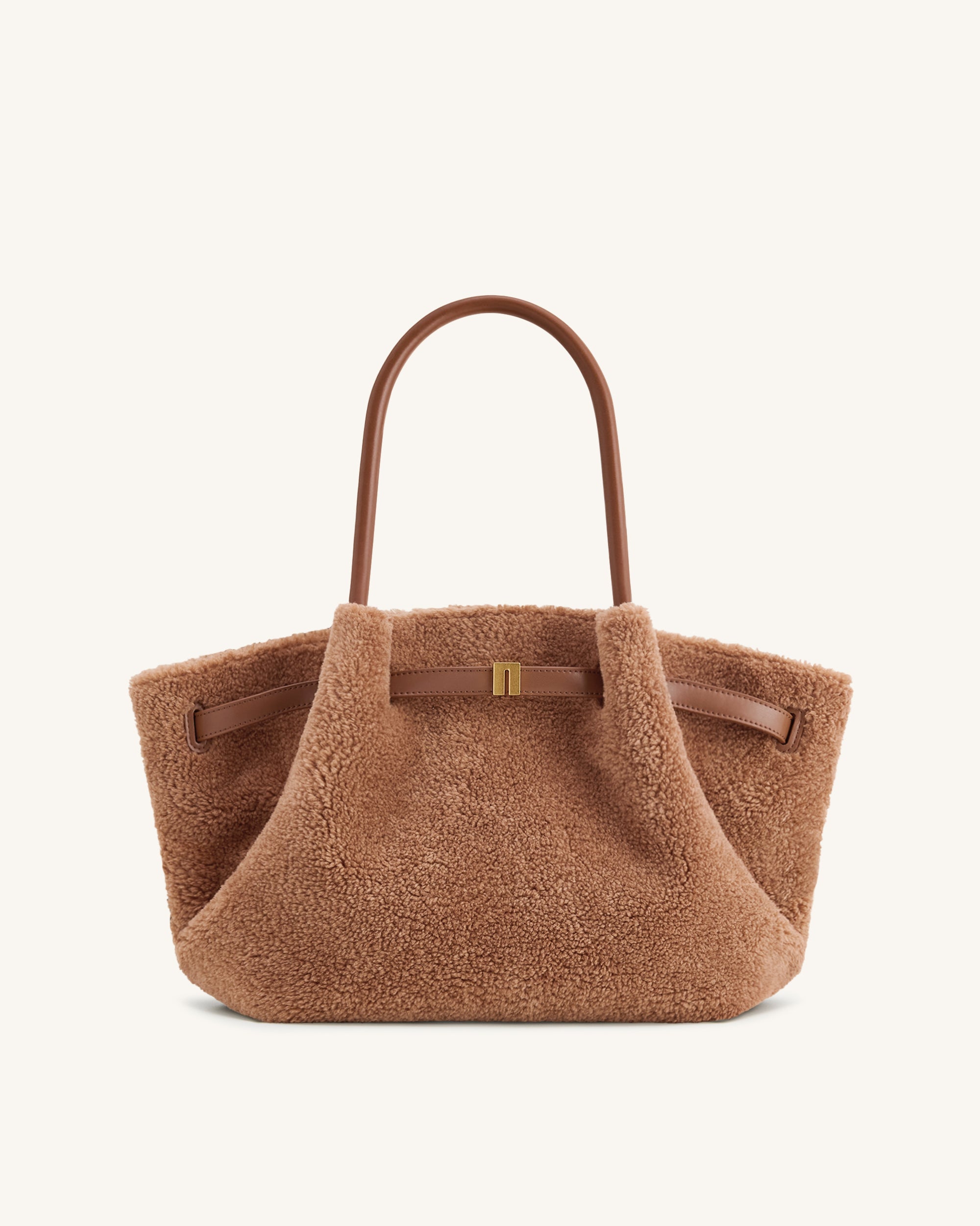 Hana Medium Faux Fur Tote Bag - Coffee Brown - JW PEI UK