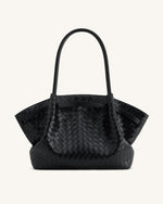 Hana Large Weave Texture Tote Bag - Black