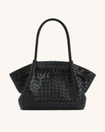 Hana Large Weave Texture Tote Bag - Black