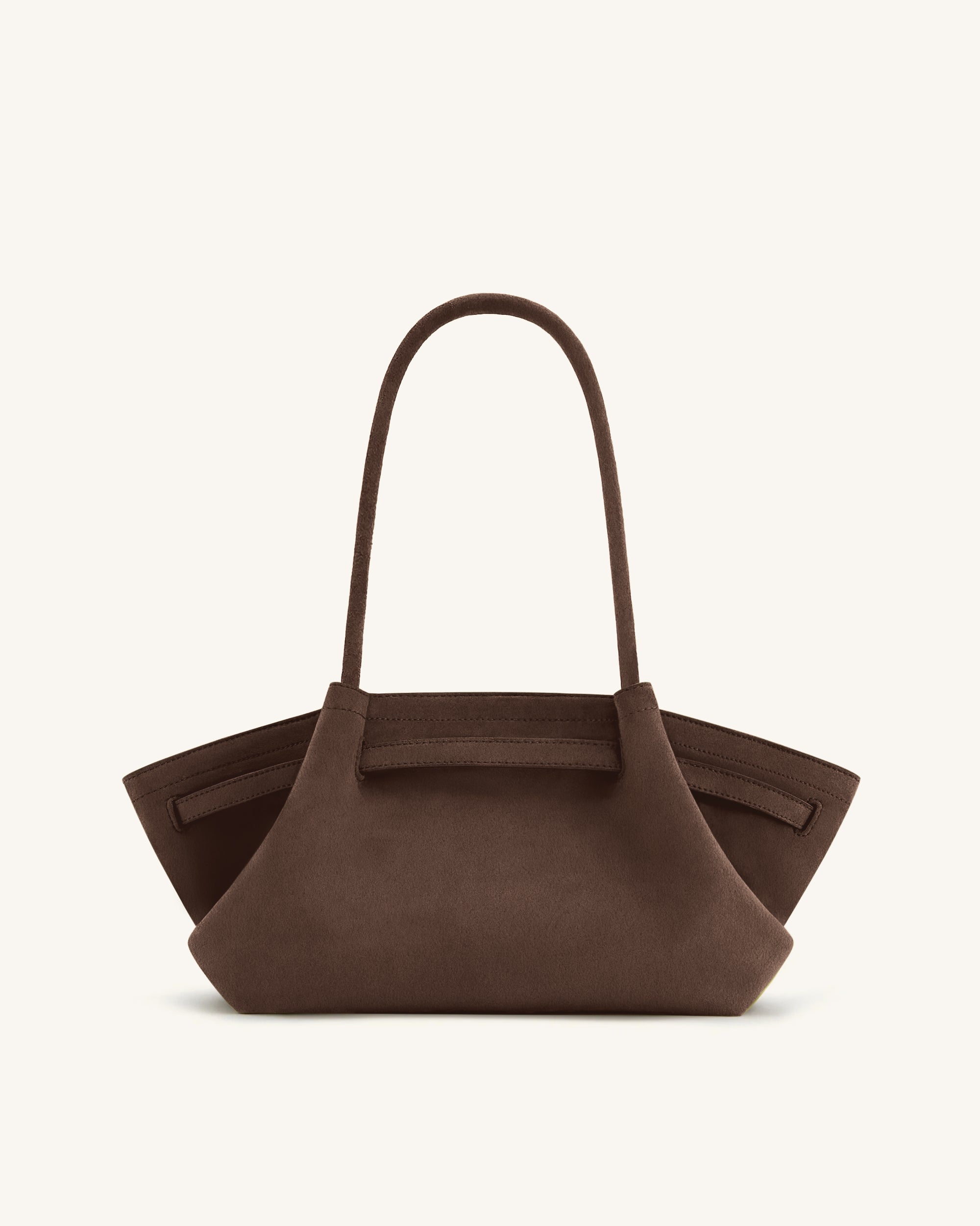 Hana Wide Faux Suede Tote Bag - Dark Brown - JW PEI UK