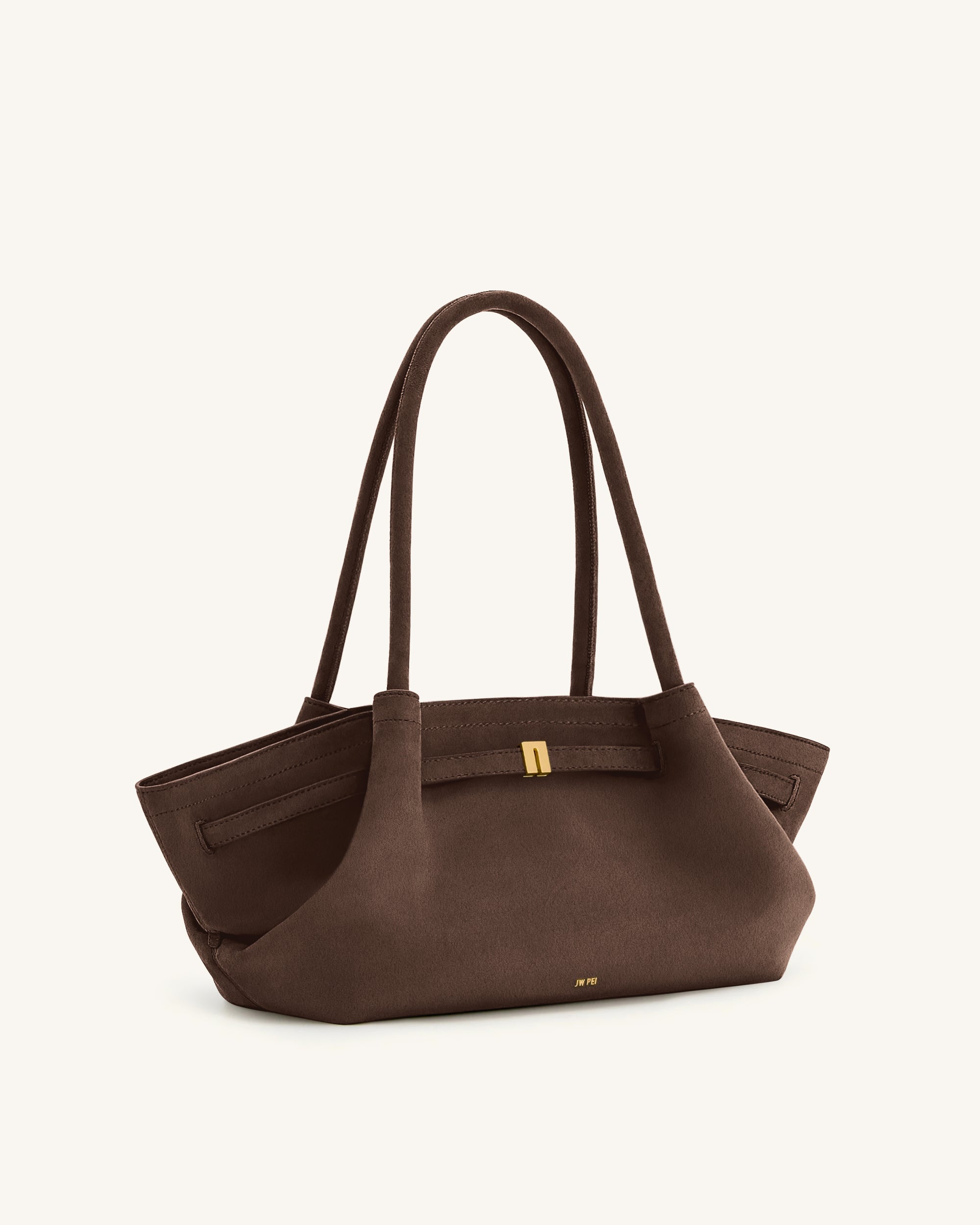 hana Hana Wide Faux Suede Tote Bag - Dark Brown - JW PEI UK