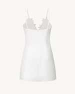 Yuliya White Floral Embellishment V-neckline Mini Dress - White