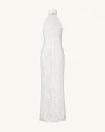 Uliana White Floral Lace Halterneck Maxi Dress - White