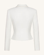Sculpted Waist Cropped Blazer - White