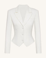 Sculpted Waist Cropped Blazer - White
