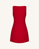 3D Floral-Appliqué Sheath Mini Dress - Red