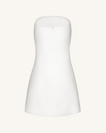 3D Vine Floral Strapless Mini Dress - White