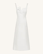 3D Vine-Appliqué Asymmetric Sweetheart Gown - White
