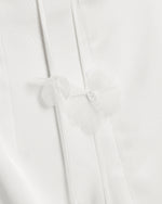 Satin Strappy Maxi Dress with Floral Streamers - White