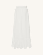 Drawstring Chiffon Maxi Skirt - White