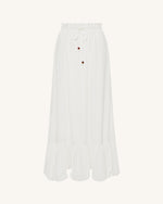 Drawstring Chiffon Maxi Skirt - White