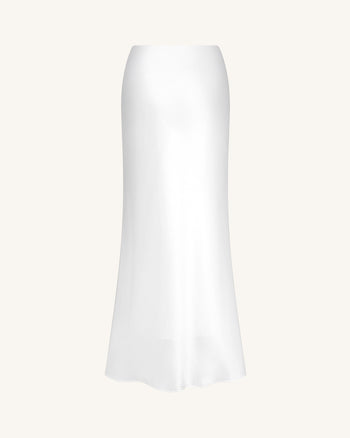Liquid Satin Mermaid Maxi Skirt - White