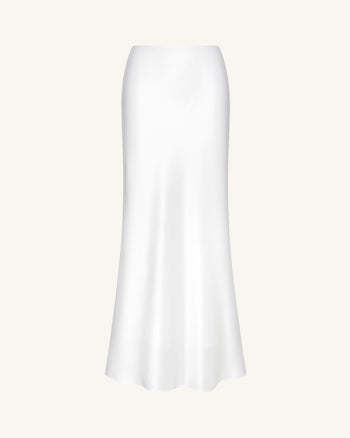 Liquid Satin Mermaid Maxi Skirt - White