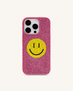 Smiley Artificial Crystal Phone Case - Pink