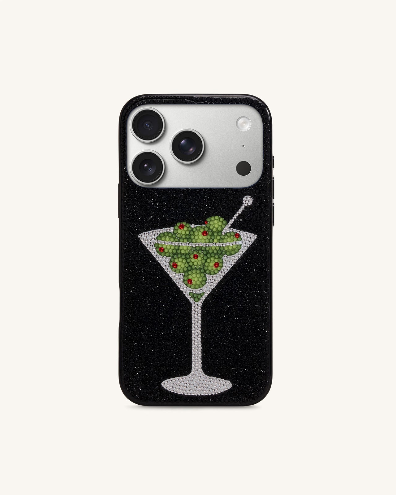 Olive Martini Artificial Crystal Phone Case - Black