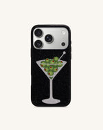 Olive Martini Artificial Crystal Phone Case - Black