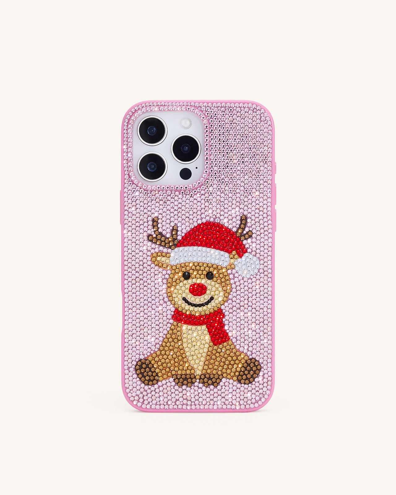 Reindeer Artificial Crystal Phone Case - Pink