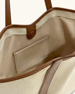 Kiana Large Capacity Tote Bag - Brown Canvas