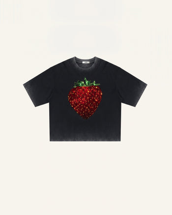 The Crystal Strawberry Graphic Tee - Faded Black