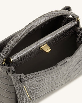 Carmen Top Handle Bag - Grey Croc