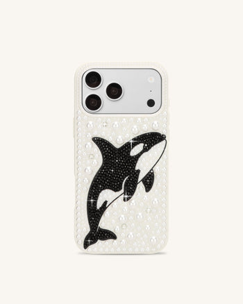 Orca Pearl Embellished Phone Case - White