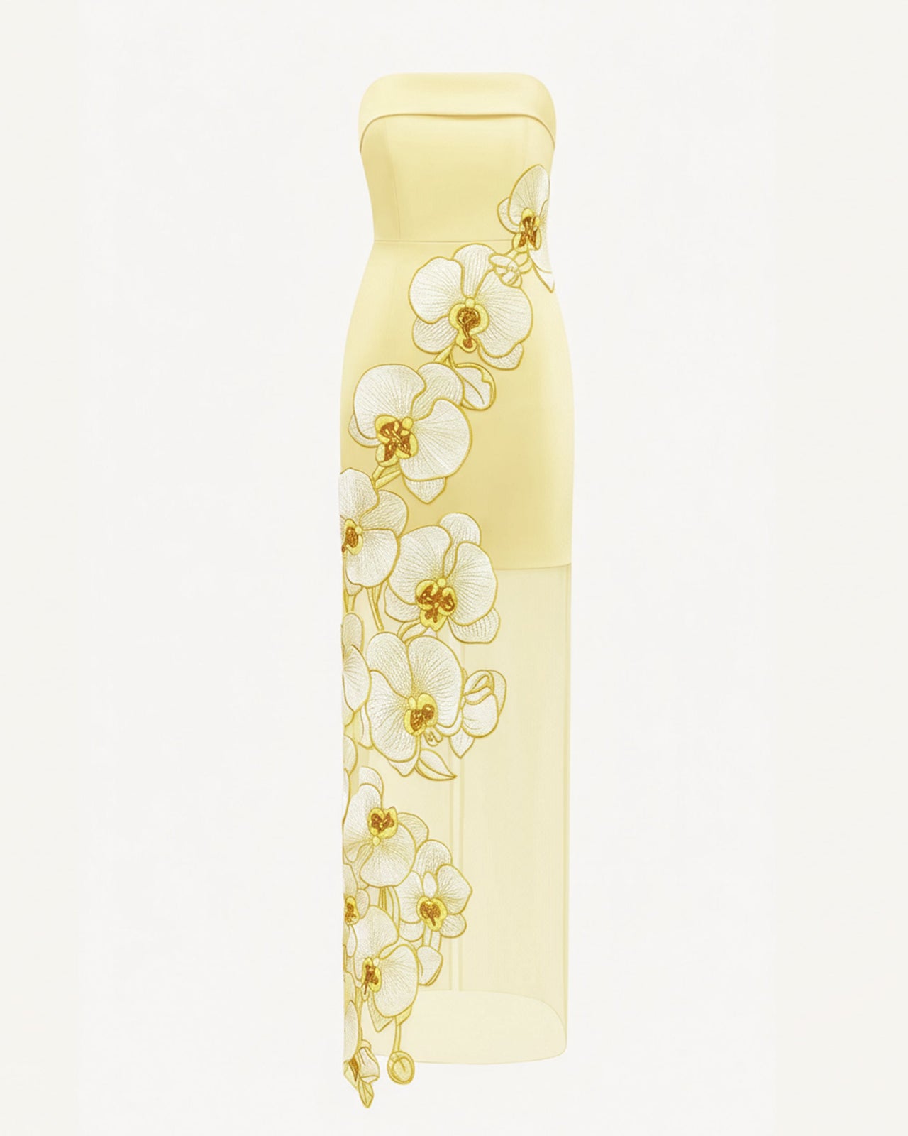 Orchid Embroidered Dress - Yellow