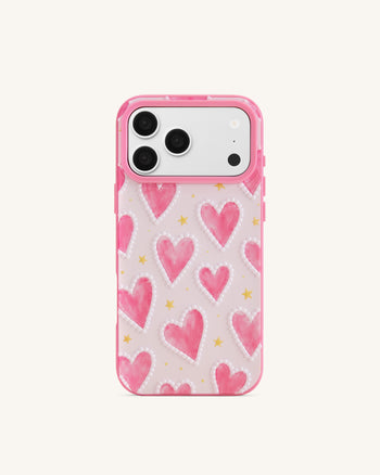 Pink Heart Pattern Phone Case - Pink