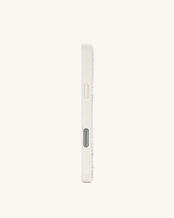 Pearl Zebra Stripe Artificial Crystal Phone Case - White