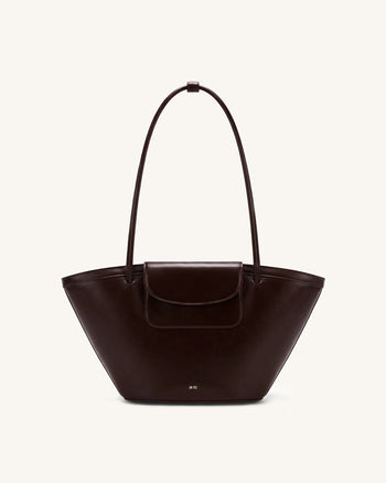 Corinne Pocket Tote Bag - Dark Brown