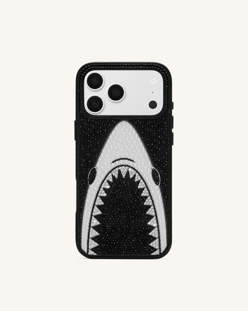 Shark Mouth Pearl Phone Case - Black
