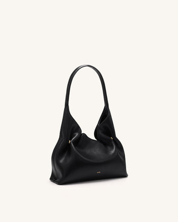 Velora Smooth Hobo Shoulder Bag - Black
