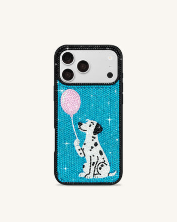 Balloon Dalmatian Artificial Crystal Phone Case - Black