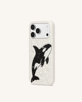 Orca Pearl Embellished Phone Case - White