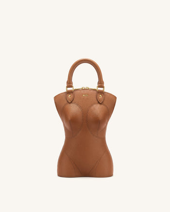 Tara Sculpted Handle Bag - Brown