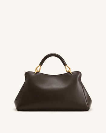 Lucia Elongated Top Handle Bag - Dark Brown