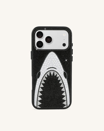 Shark Mouth Pearl Phone Case - Black