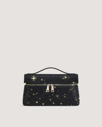 Thea Artificial Crystal Top Handle Bag - Black