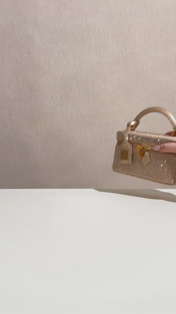 Cleo Box Shape Top Handle Bag - Brown