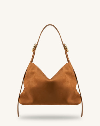 Sienna Faux Suede Hobo Bag - Brown
