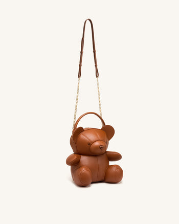 Teddy Bear Novelty Crossbody Bag - Brown