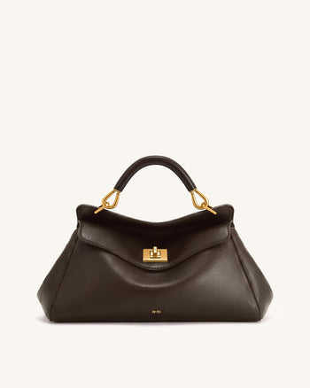 Lucia Elongated Top Handle Bag - Dark Brown