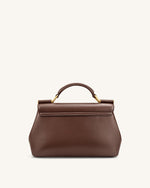 Audrey Flap Lock Top Handle Bag - Brown