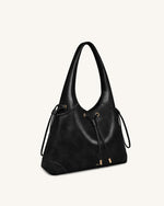 Elara Drawstring Hobo Bag - Black