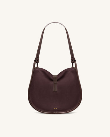 Arla Small Faux Suede Hobo Bag - Chocolate