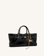 Maeve Dachshund Metal Charm Tote Bag - Black