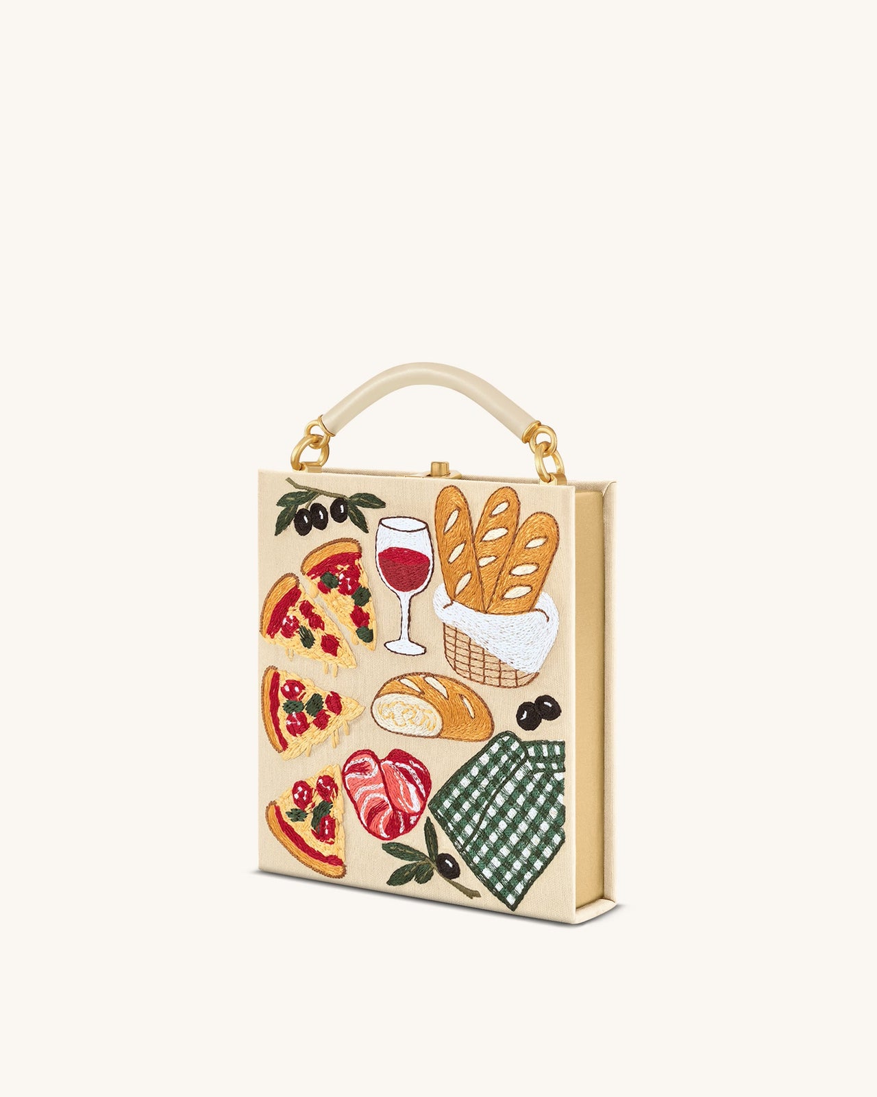 Elle Picnic Pattern Book Top Handle Bag - Khaki