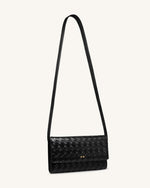 Woven Texture Flap Wallet - Black