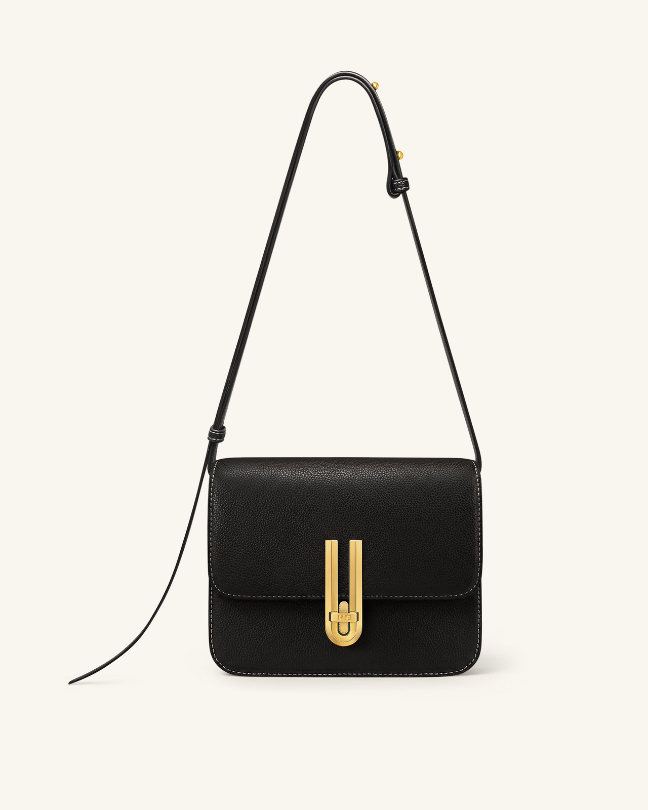 Evania Lock Pebbled Shoulder Bag - Black