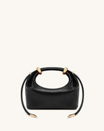 Ellie Metal Ring Embellished Top Handle Bag - Black
