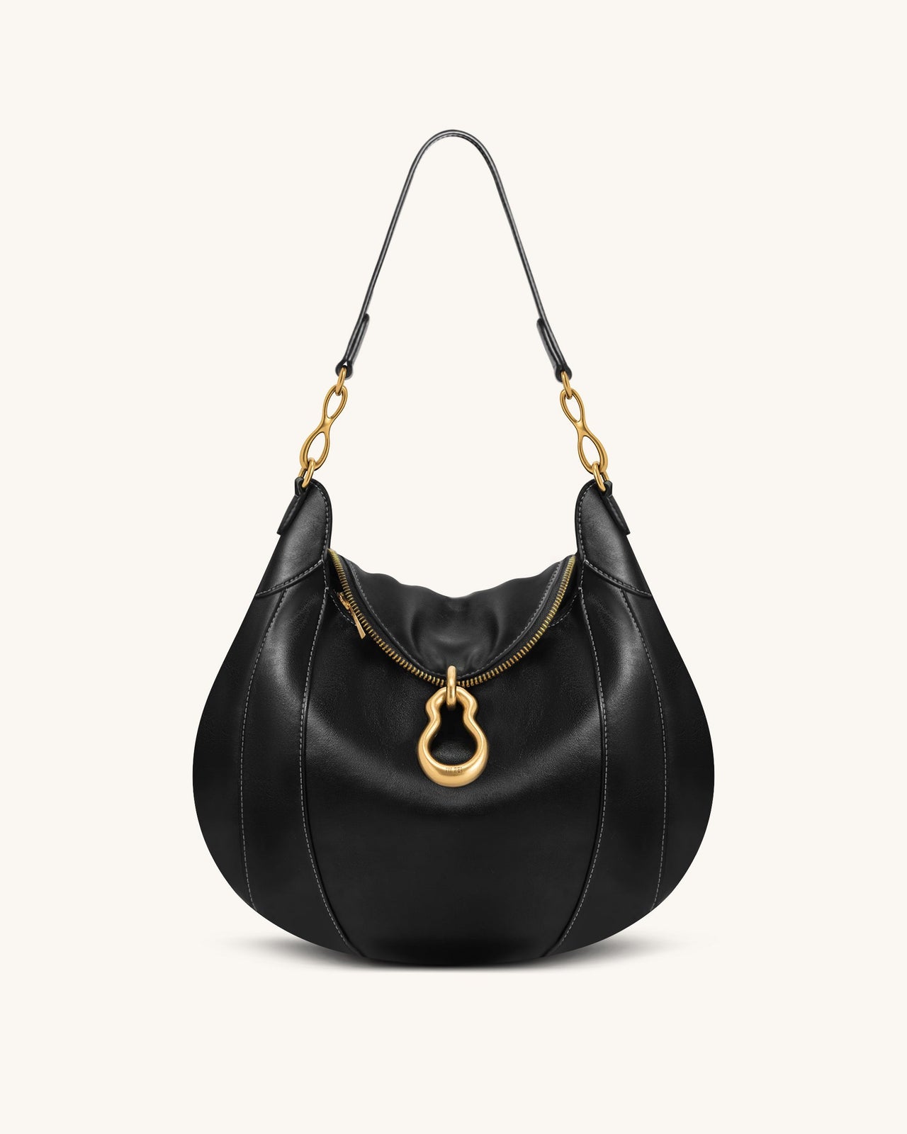 Daria Metal Pendant Embellished Shoulder Bag - Black